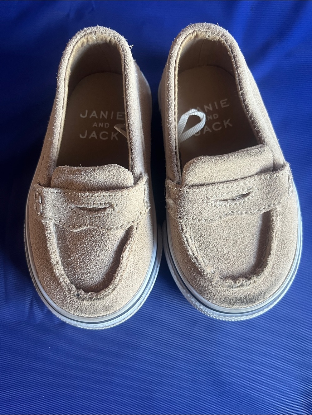 Janie and Jack Tan Suede Kids Slip-On Moccasins